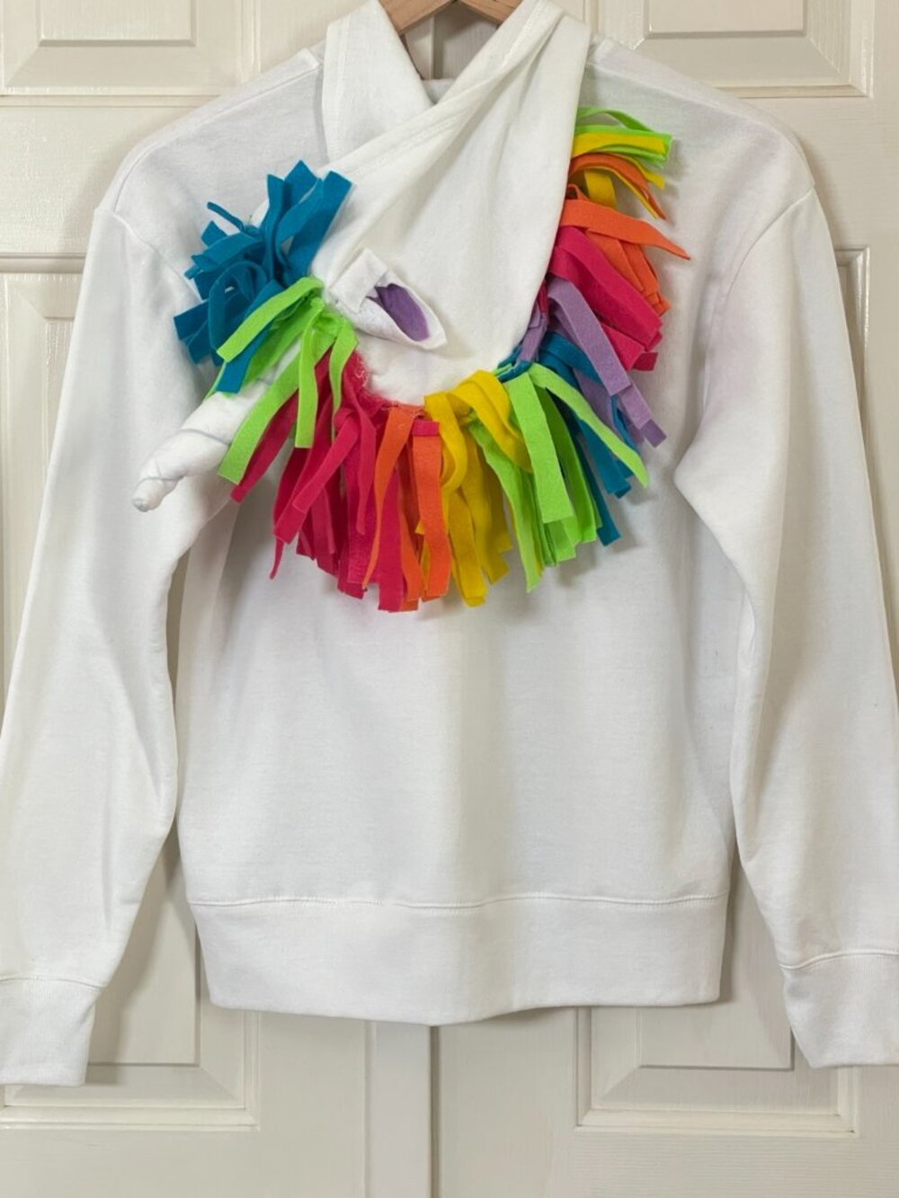 🦄🌈 UNICORN COSTUME, Handmade, White Zip Hoodie, Adult Small, Halloween